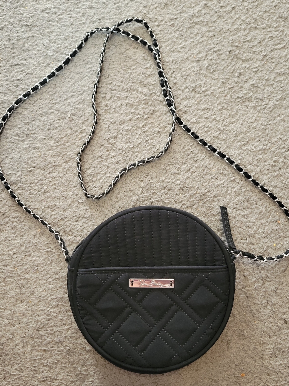 Ver Bradley Black Quilted Round Crossbody Bag